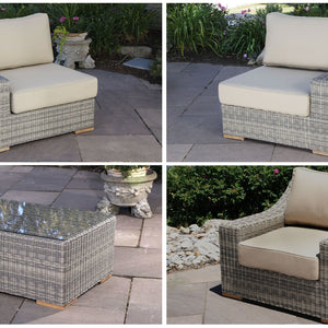 Corsica loveseat and club chair set pieces - Sunbrella Spectrum Mushroom