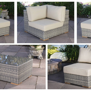 Corsica sectional with extender pieces - Sunbrella Spectrum Mushroom