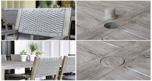 Fiji Teak & Rope Outdoor Dining Set for 8