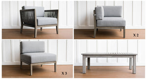 Fiji Teak & Rope Outdoor Sectional Set