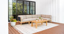 Malibu teak and rope outdoor sectional - Sunbrella Spectrum Mushroom