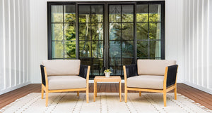 Malibu Teak & Rope Club Chair Set - Sunbrella Spectrum Mushroom