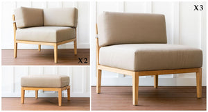 Malibu outdoor teak and rope patio daybed pieces- Sunbrella Spectrum Mushroom