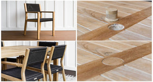 Malibu Teak & Rope Outdoor Dining Set for 6