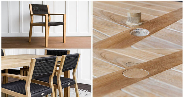 Malibu Teak & Rope Outdoor Dining Set for 6