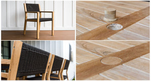 Malibu Teak & Rope Outdoor Dining Set for 8