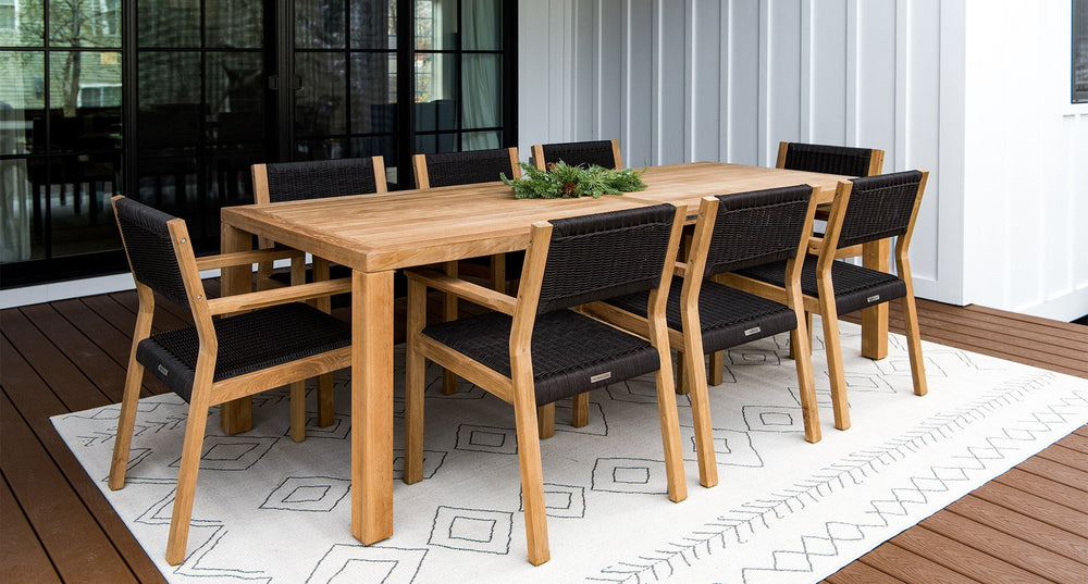 Malibu teak and rope dining set for 8