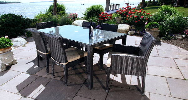 Salina dining set for 6 - Sunbrella Spectrum Mushroom