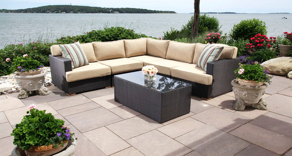 Salina outdoor sectional set 2 - Sunbrella Spectrum Mushroom