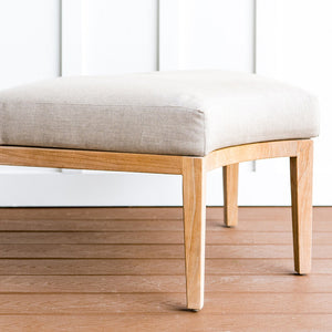 Santorini teak ottoman - Sunbrella Spectrum Mushroom