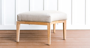 Santorini teak ottoman - Sunbrella Spectrum Mushroom