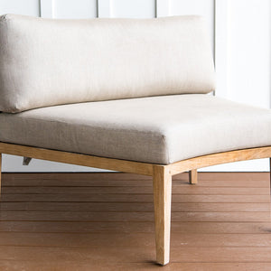 Santorini teak and rope couch piece - Sunbrella Spectrum Mushroom