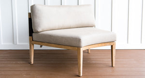 Santorini teak and rope couch piece - Sunbrella Spectrum Mushroom