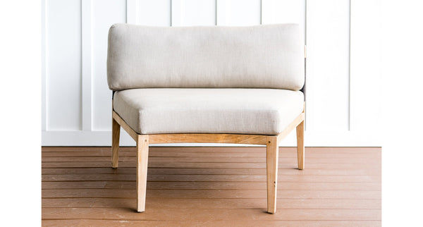 Santorini teak and rope couch piece2  - Sunbrella Spectrum Mushroom