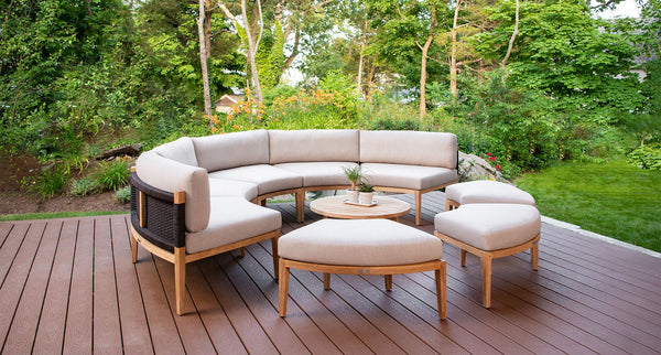 Teak and rope santorini outdoor daybed - Sunbrella Spectrum Mushroom